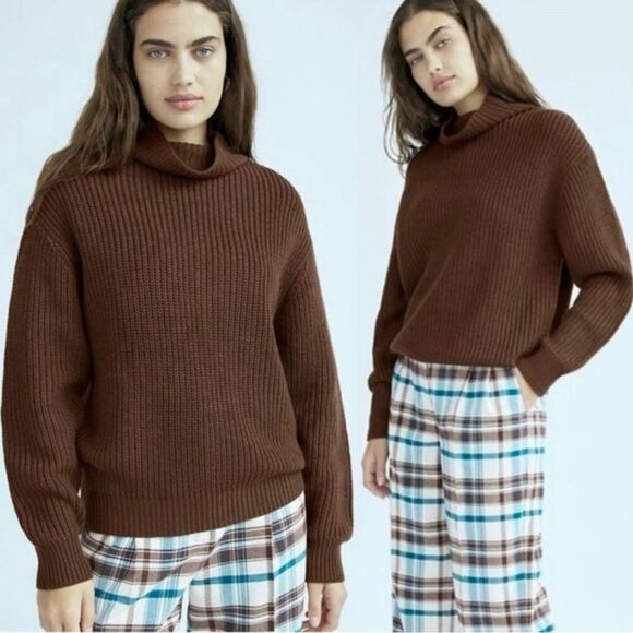 Aritzia Wilfred Montpellier Merino Wool Knit Sweater Size Medium Chocolate Brown - Picture 1 of 9